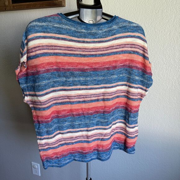 LRL Ralph Lauren Jeans Co Linen Cotton Blend Boat Neck Dolman Striped Top XL - Picture 2 of 5